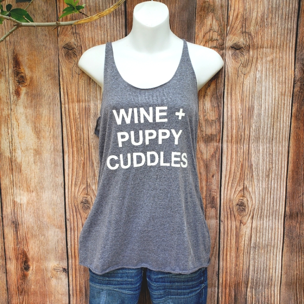 Wine + Puppy Cuddles Tank Top